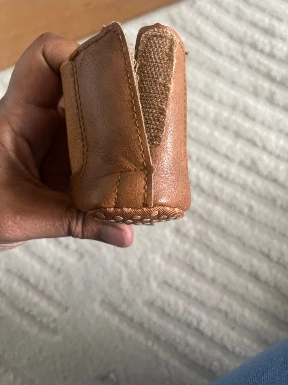 Baby Chelsea Booties in Tan Faux Leather